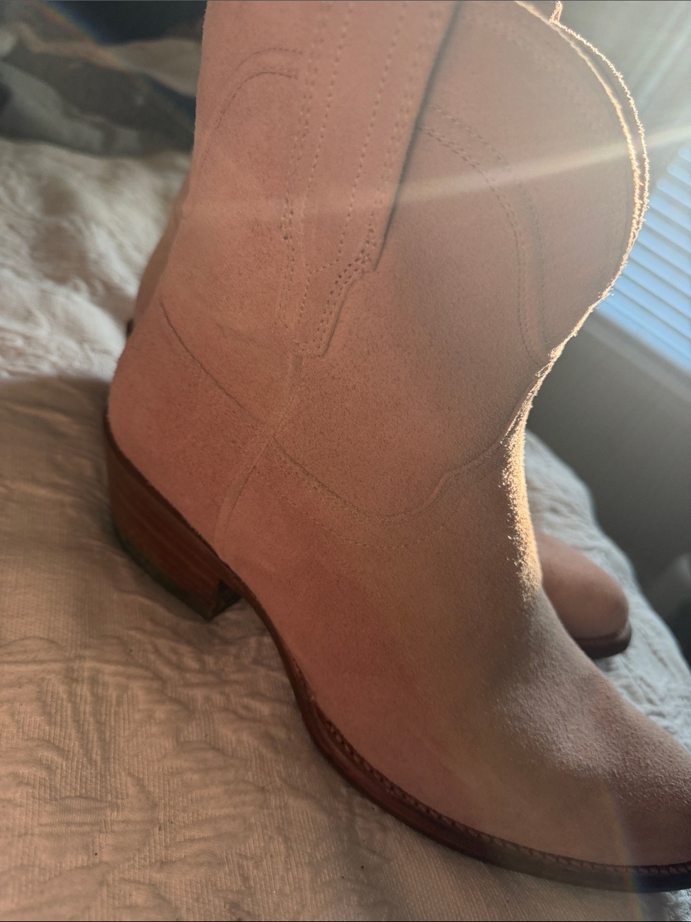 Tecovas Lucy “Dusty Rose” Suede Ankle Booties
